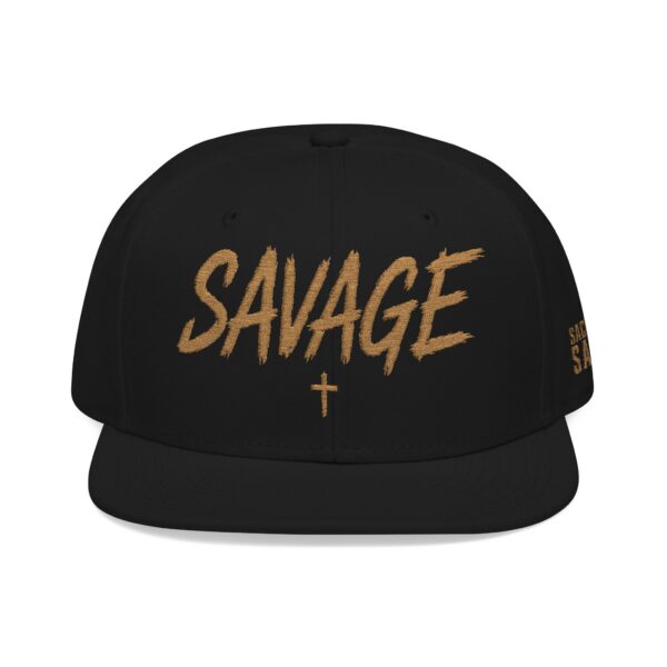 Snapback Hat - Embroidered 'SAVAGE' Gold Leopard Logo Streetwear Cap