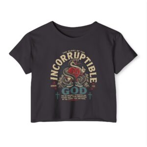 Incorrupitible God Crop Top - Vintage Snake & Heart Christian Festival Tee
