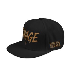 Snapback Hat - Embroidered 'SAVAGE' Gold Leopard Logo Streetwear Cap