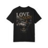 Love Thy Enemy T-shirt - Graphic Garment-Dyed Tee with Dark Cross & Snake Design