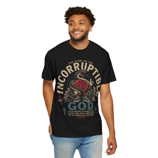 6777804860598865742_2048.jpeg Incorruptible God T-Shirt - Faith Vintage Graphic Tee (Romans 1:23)