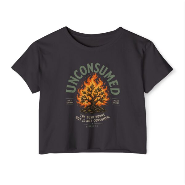 Unconsumed Flame Crop Top - Women's Faith Festival Graphic Tee