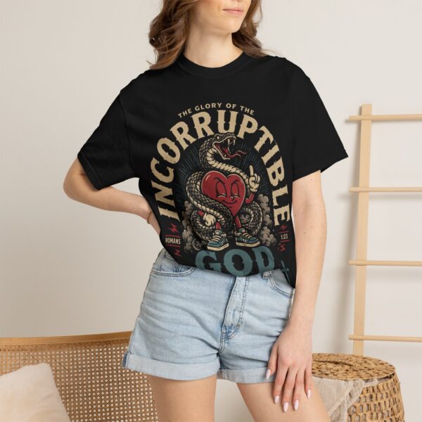 8771335622151060953_2048.jpeg Incorruptible God T-Shirt - Faith Vintage Graphic Tee (Romans 1:23)