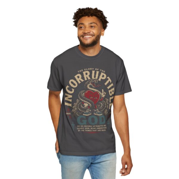 9823937536272994784_2048.jpeg Incorruptible God T-Shirt - Faith Vintage Graphic Tee (Romans 1:23)