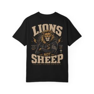 Lions Not Sheep T-Shirt - Vintage Lion Cross Graphic