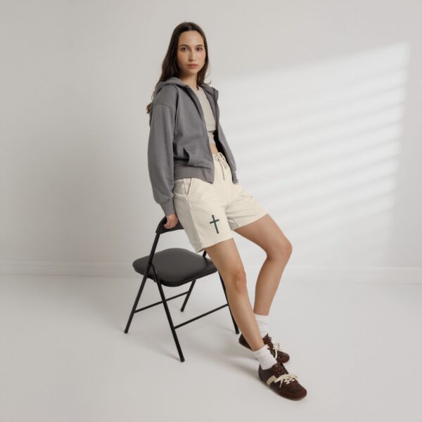 Fleece Sweat Shorts — Minimal Radiant Cross Christian Lounge Shorts