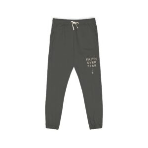 Patch Over Fear Fleece Sweatpants — Cozy Garment-Dyed Joggers with Positive Patch Graphic