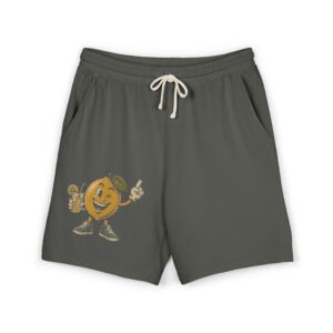 3585265835121301487_2048.jpeg Retro Citrus Character Sweat Shorts — Vintage Orange Cartoon Graphic