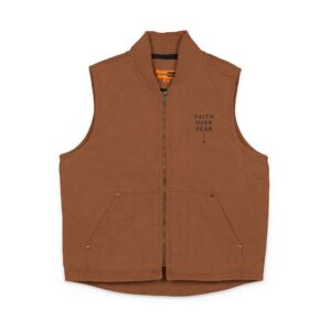 Washed Duck Cloth Vest - Embroidered 'Faith Over Fear' Workwear